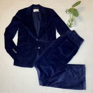 Aritzia Babaton Navy Blue Corduroy Blazer Pant Suit Set Size 6